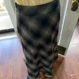 Vintage Wool Blend Grey Plaid Maxi Skirt